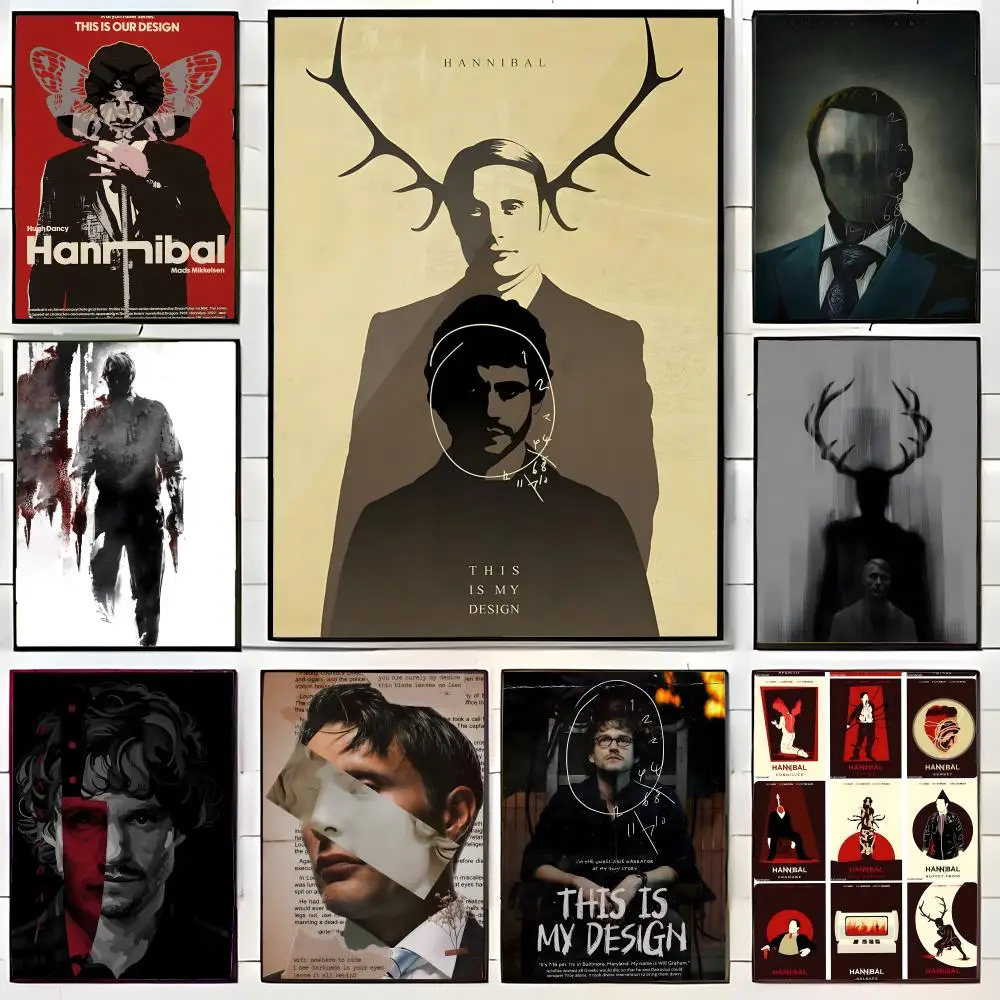 Póster de Horror H-Hannibal, póster artístico impreso para pared, Mural decorativo, decoración del hogar, regalo sin marco