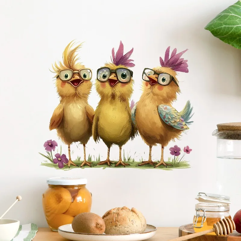Creative Fun Cartoon Chicken Wall Stickers Wallpaper Decoration Suitable For Bedroom Living Room Home Background