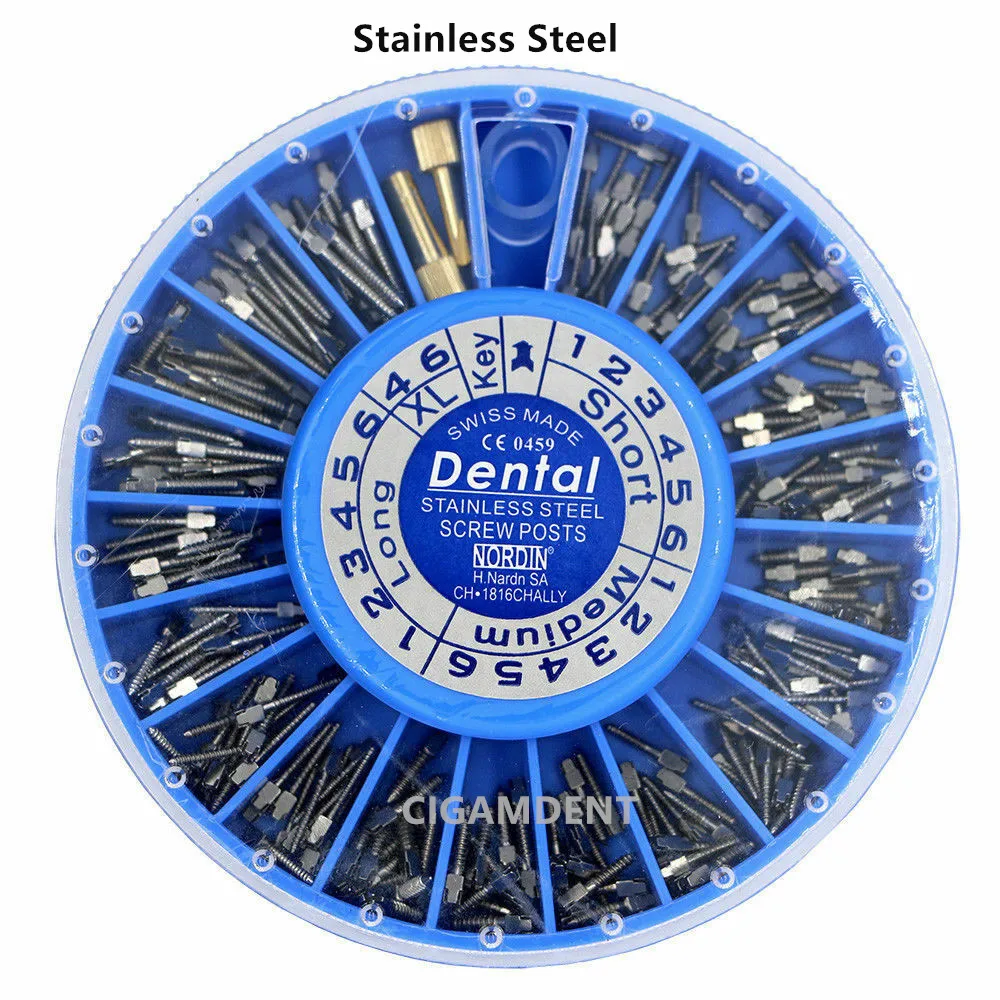 

120Pcs/Box Dental Root Canal Pins Conical Screw Post Kit Stainless Steel Post-Core-Crown Repair