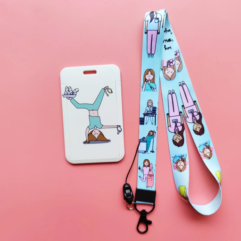 Neue Kreative Arzt Krankenschwester Lanyards ID Abzeichen Halter Frauen Karte Halter Hängen Seil Mädchen Lanyard Karte Fall Versenkbare Clip – Detail 15