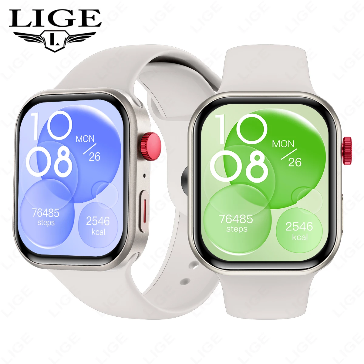 LIGE Three Straps Smartwatch Women 2.01-inch Large Screen Smart Watch Bluetooth Call Heart Rate Health Monitor Men Sport Tracker