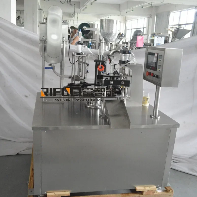 Deposit- Yogurt condensed milk cup filling machine, automatic spoon sealing equipment, honey spoon rotary filling and sealing