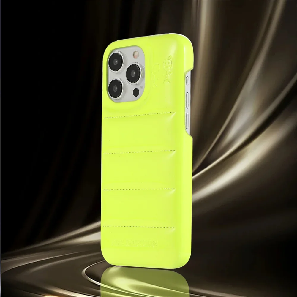 Funny Down Jacket Case for iPhone 12 13 14 15 16 Pro Max 16 Plus Laser Bling Heavy Duty Silicone The Buffer Cover for iPhone 11