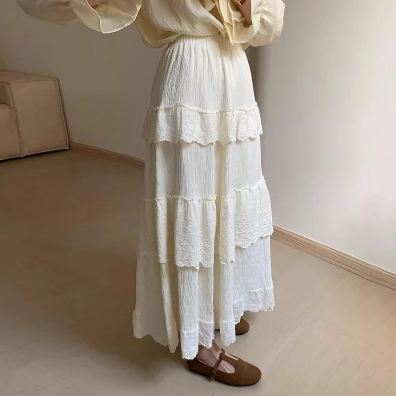 

Fashion High-waisted Women Half-body Cake Skirt Korean Pleated Temperament A Word Mid-length Skirt Female Loose Casual Y2k Skirt