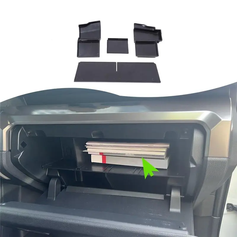 AB98-Glove Box Dividers For Toyota Tacoma 2024, Passenger Glove Storage Box With Insert Storage Divider Organizer Accessories