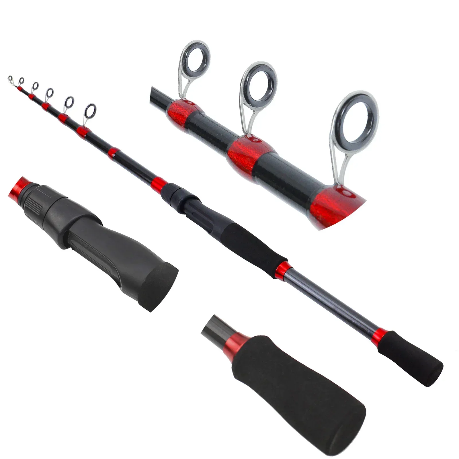 1.65M 1.8M 2.1M 2.4M 2.7M Portable Lure Spinning Rod Carbon Lure Trout Rod Telescopic Travel Fishing Fast Pole Lure Weight 7-28g
