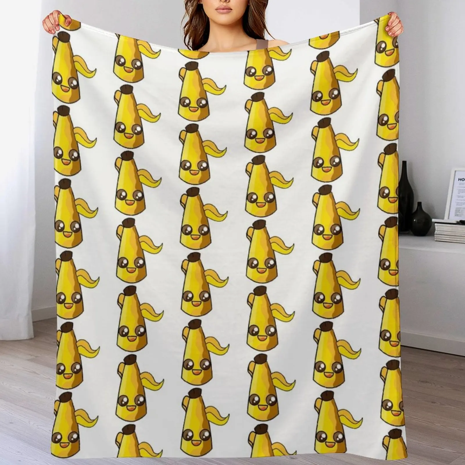 Peely Character Illustration Throw Blanket Travel Size Cozy Blanket for Plane Train