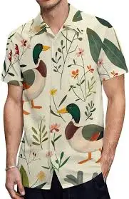 

Men's Animal Funny Goose Shirt Summer Hawaiian Shirt Button Up Shirt Short Sleeve Hawaiian Vacation MEN