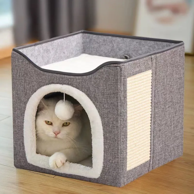 Cat kennel four seasons universal cat house foldable pet kennel semi-closed cat kennel warm pet supplies in winter.