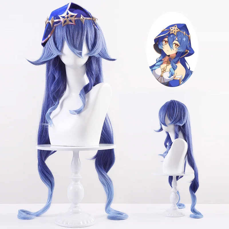 Genshin impacto laila peruca cosplay sem necessidade de corte couro cabeludo realista estilo gradiente de cor t