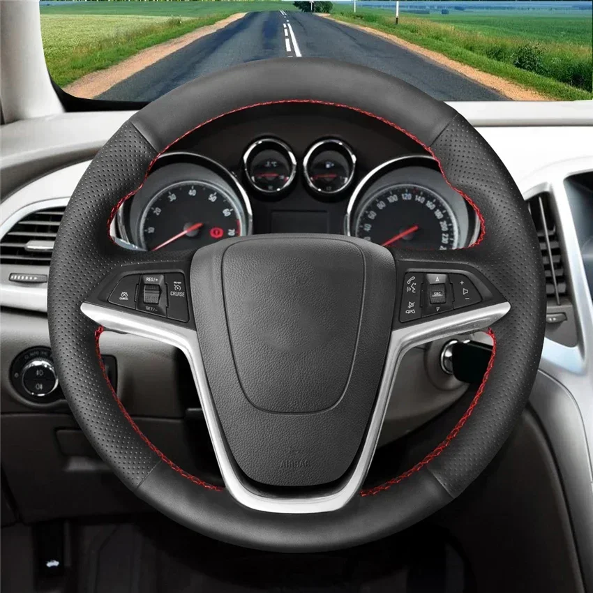 Black Artificial Leather Car Steering Wheel Cover for Opel Astra Mokka Zafira Insignia Meriva 2009-2016 Buick Verano 2012-2019