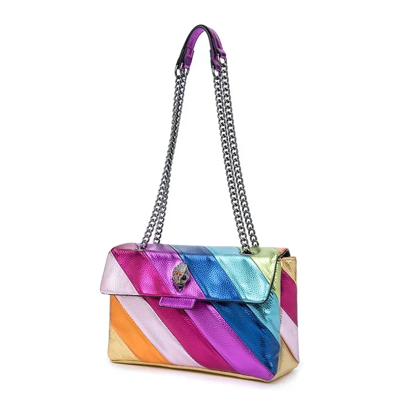 

KURT GEIGER UK Luxury Designer Women's Spliced Chain Handheld Shoulder Crossbody Rainbow Eagle Head Purses Handbags for Women