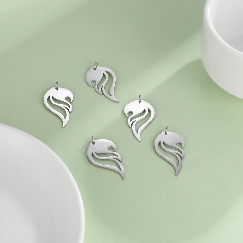 Wholesale 5pcs/Lot Stainless Steel Fire Leaf Charms Diy Necklace Earrings Pendants Findings For Jewelry Making Accessories