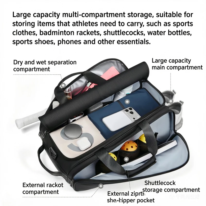Professional Pickleball Racquet Backpack Padel Pickleball Racket Bag Waterproof Shoe Compartment Badminton Pickleball Court Bags view 4
