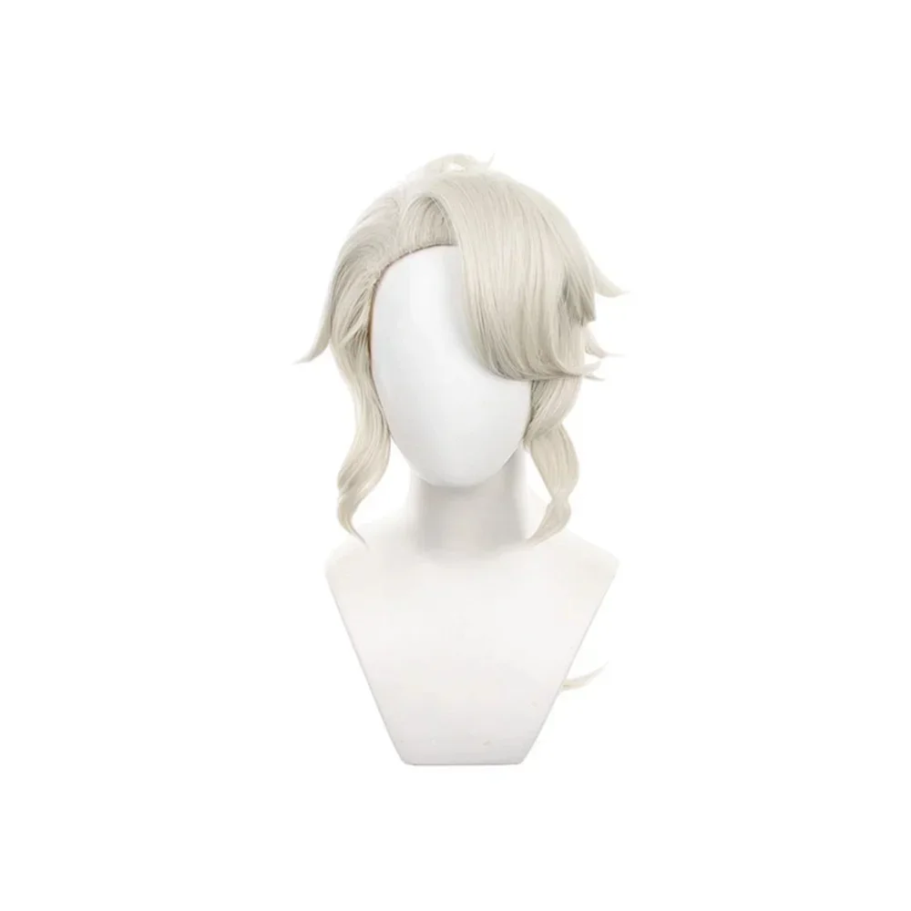 

Identity V Frederick Kreiburg Cosplay Wigs White Grey Ponytail Synthetic Hair Role Play Pre Styled Props