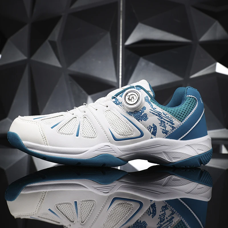 Unisex Twist Lock Badminton Shoes Rubber Sole Non Slip Durable Breathable Mesh Indoor Court Training Sneakers