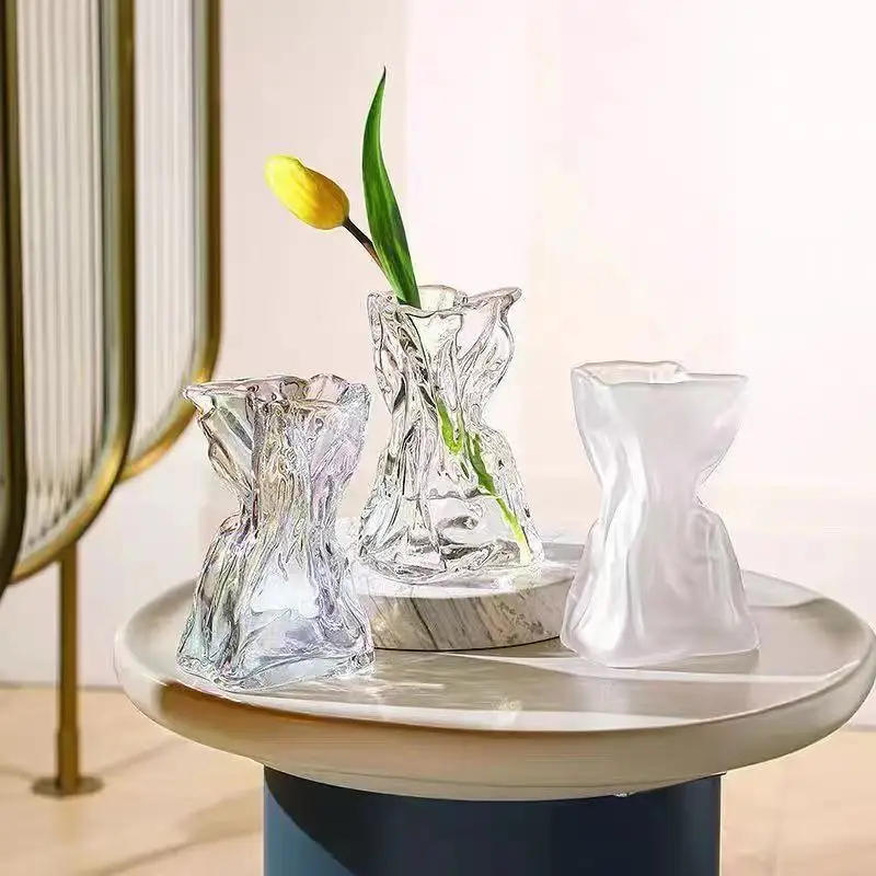CX light luxury colorful origami irregular glass ins style home tulip vase living room model room ornament
