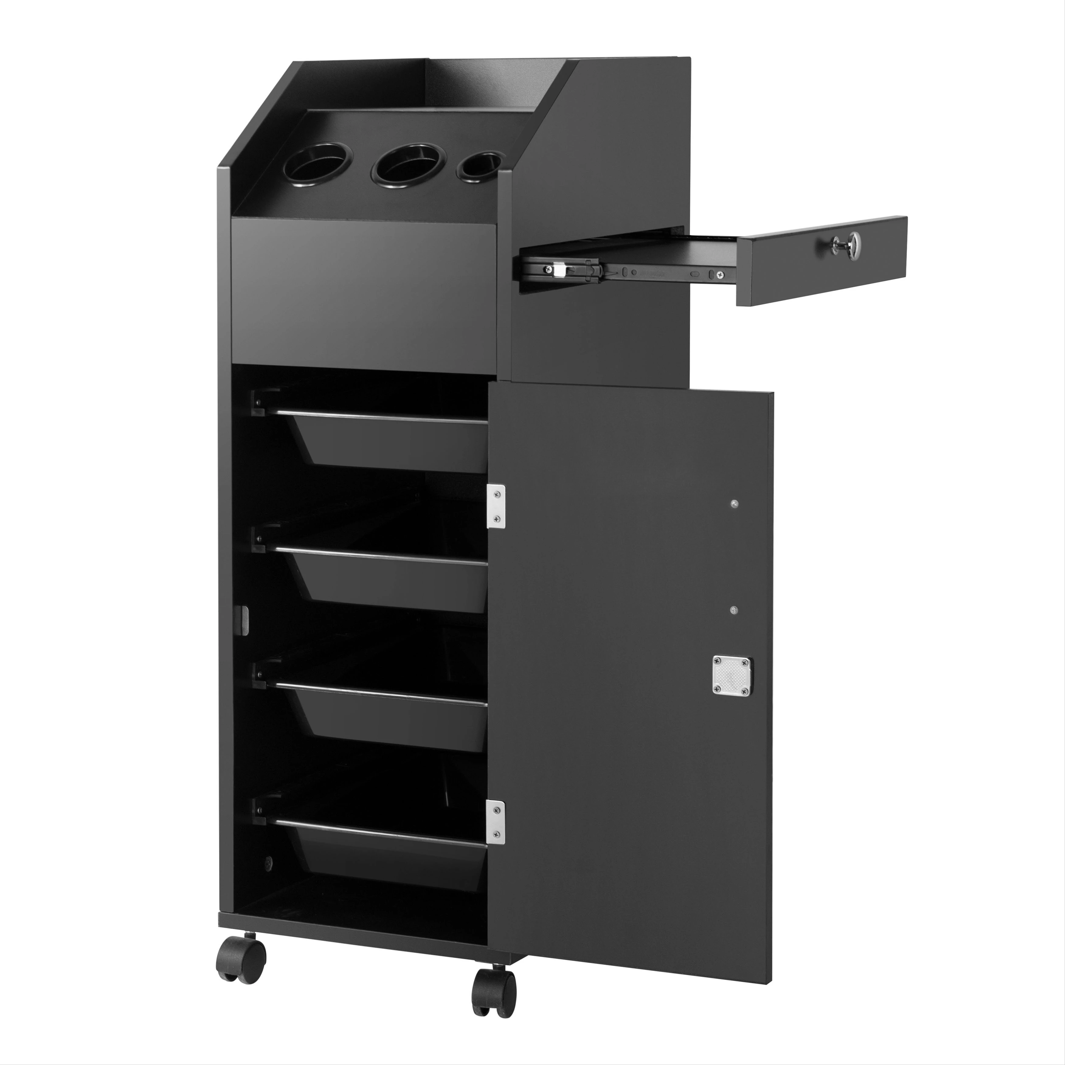 Economical Iron Black Tattoo Tools Store Nail Beauty Furniture Hair Salon Trolley Multi-Feature Slide for Living Room Cosmetic
