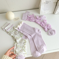 Purple Butterfly Woman Socks Fashion Summer Ultra-thin Transparent Crystal Silk Socks Vintage Harajuku Sexy Lace Mesh Crew Socks