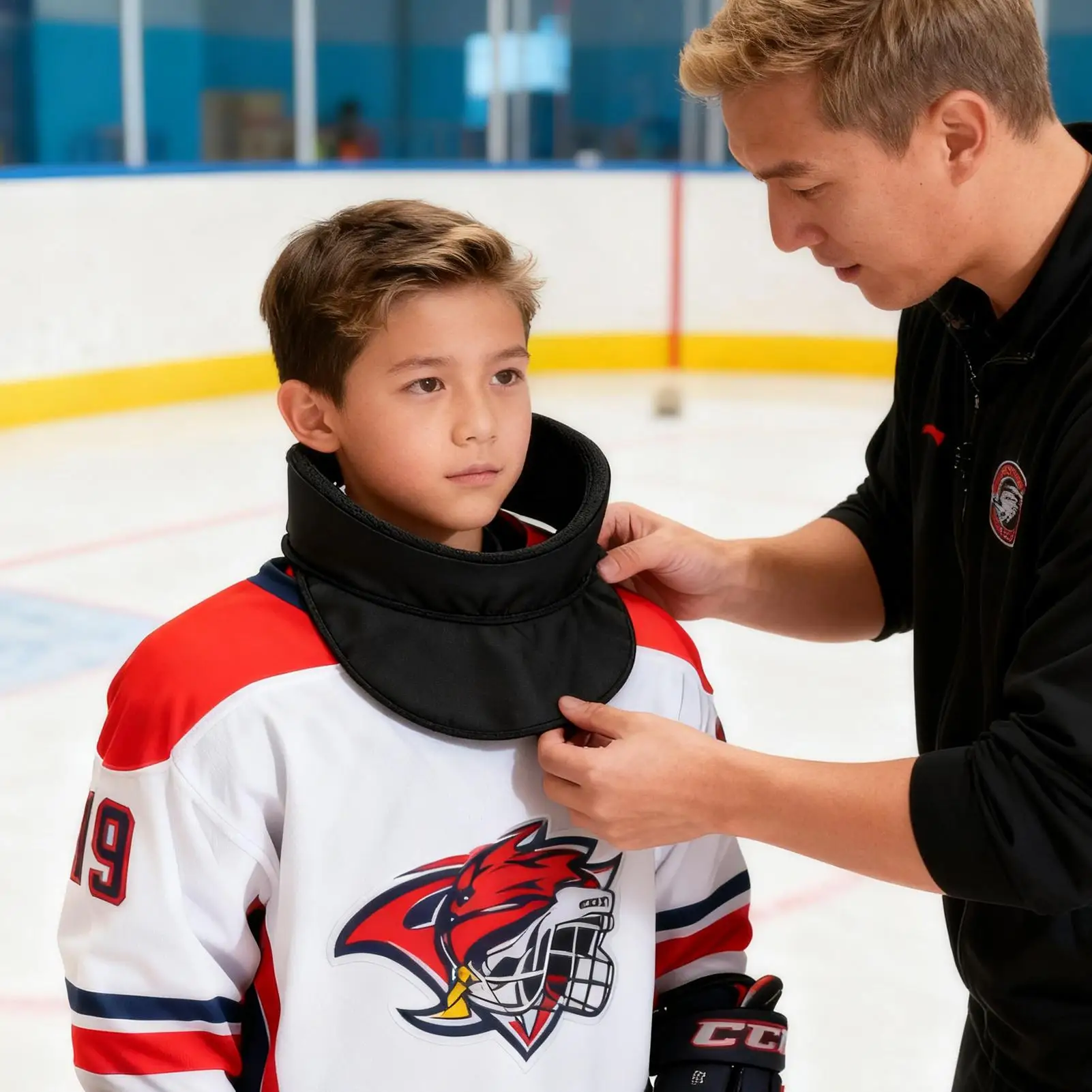 Protector de cuello de Hockey para jóvenes, protección acolchada, equipo de Protección deportiva, protector de cuello de Hockey de invierno para jóvenes, adolescentes, jugadores adultos