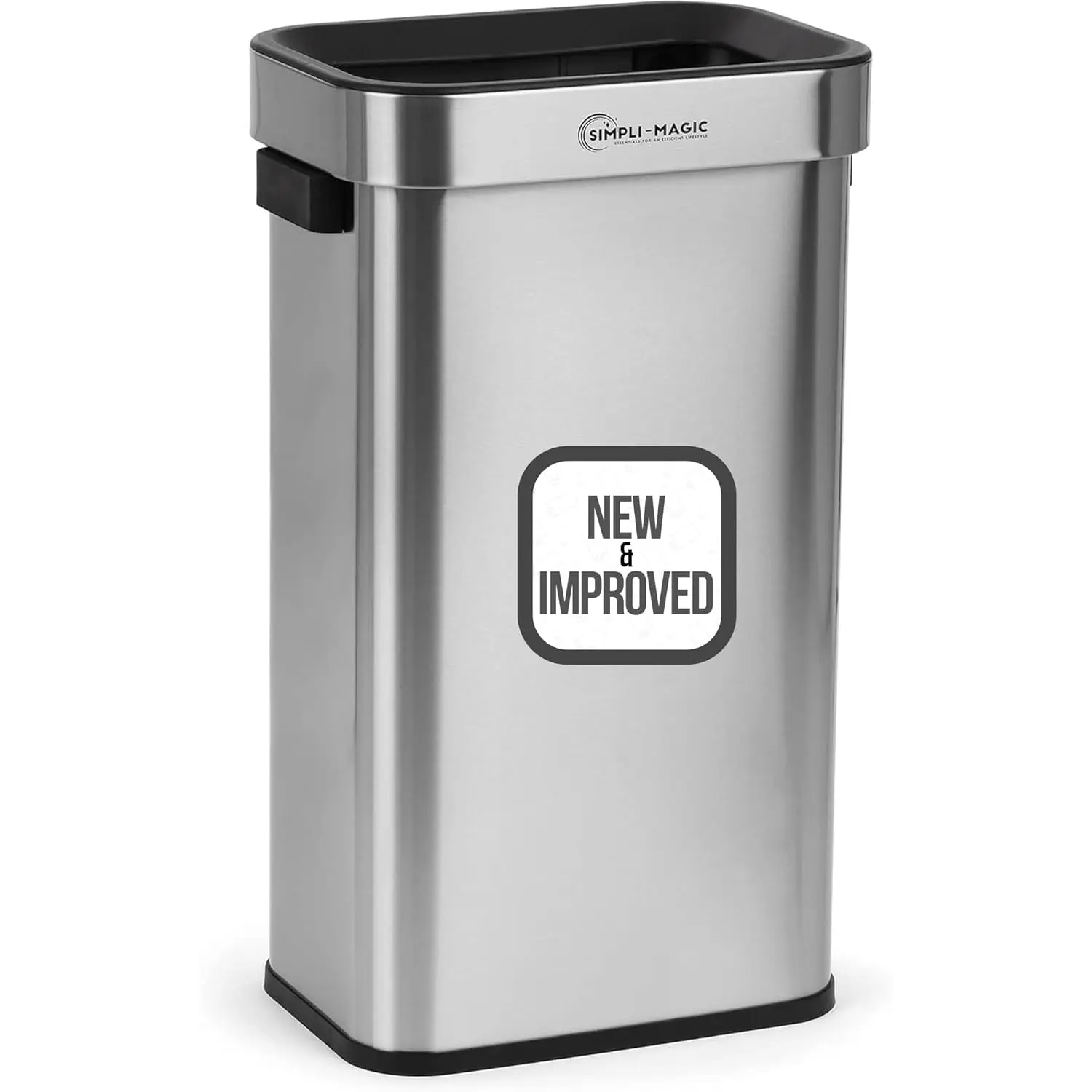 

18.5 Gallon (70L) Open Top Trash Can – Rectangular Commercial Trash Can – Smudge-Resistant, Easy to Clean, Non-Skid Base
