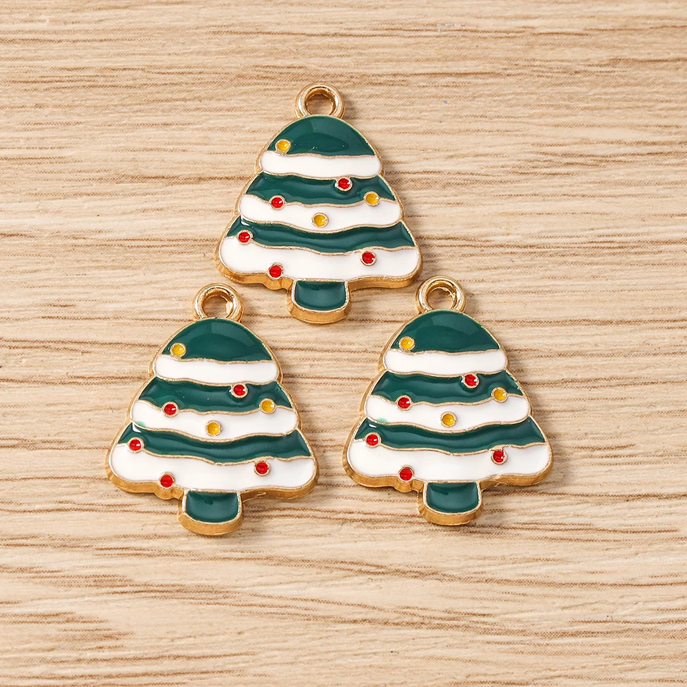 Tusember 10 Stück Emaille-Weihnachts-Lebkuchenhaus-Charms für Weihnachten, Halsketten, Ohrringe, Armbänder, Anhänger, Basteln – Detail 9