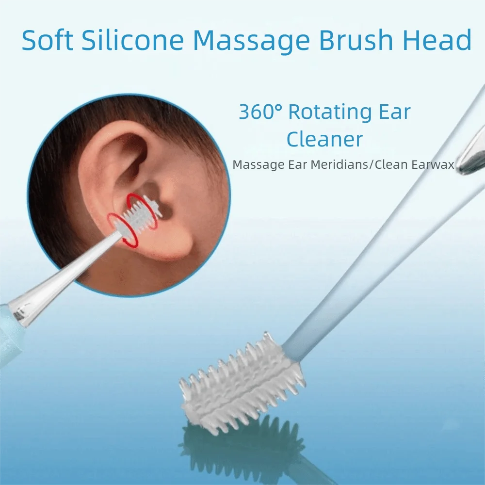 

LED Light Baby Ear Cleaner USB Charging Soft Luminous Ear Spoon Set 360 Degree Rotating with Magnifying Visible Earpick