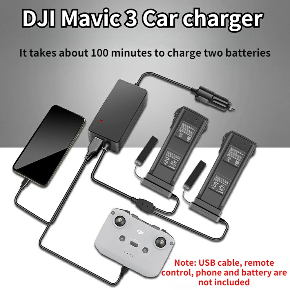 

Suitable For DJI Mavic 3 Car Charger Battery Remote Control Car Charger Outdoor Charging Accessories