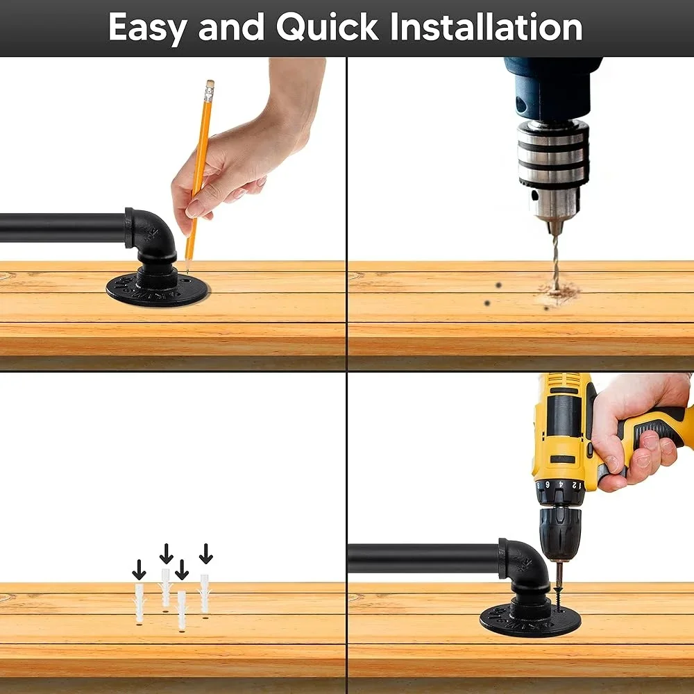 Indoor Stair Handrail Wall Mount Iron Pipe Railing Non-Slip Grab Bar Easy Installation Modern Metal Handrail Matte Finish