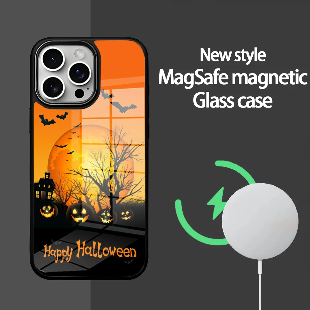 

Halloween Phone Case For IPhone 16 15 14 13 12 11 Pro Max Plus Mini Magsafe Mirror Wireless Magnetic Cover