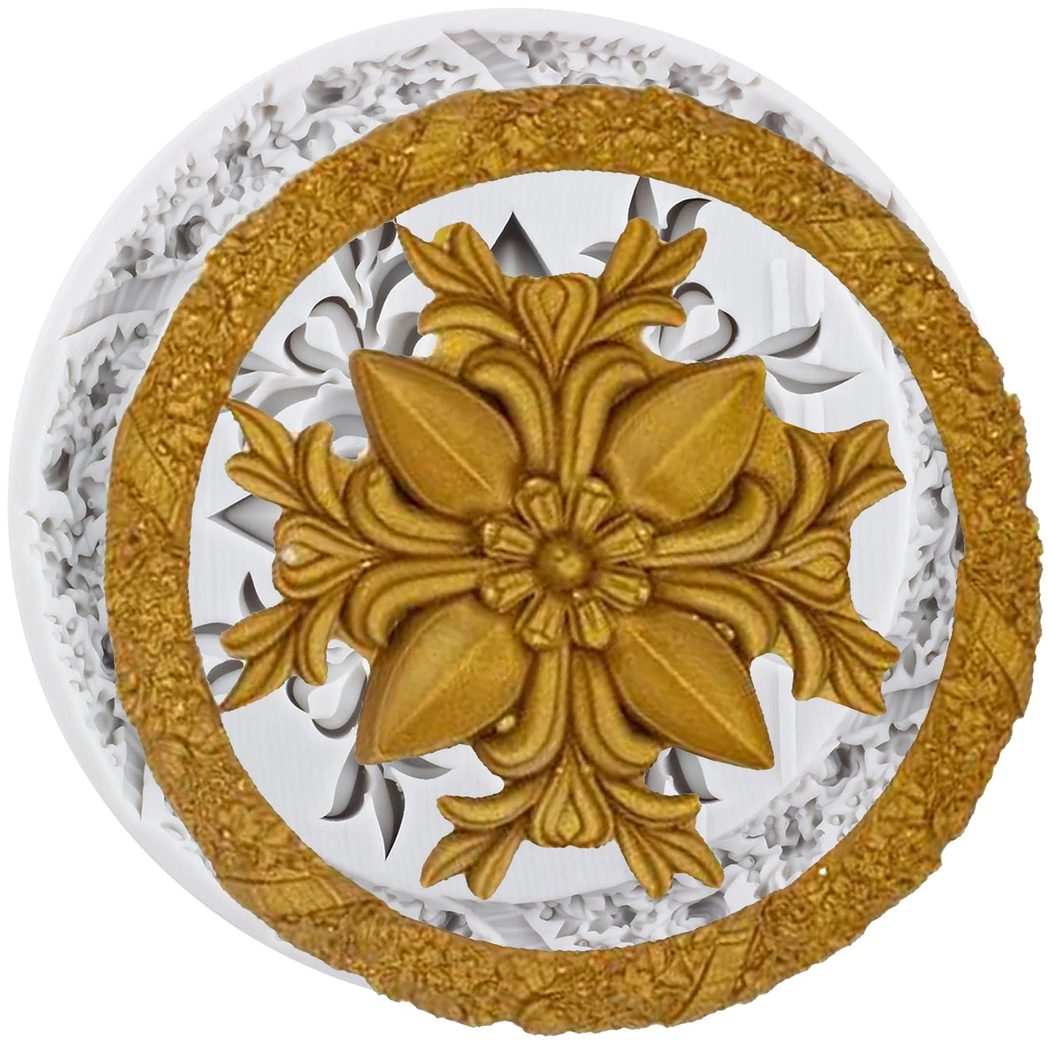 Embossed Flower Silicone Molds Photo Frame Fondant Cake Decorating Tools Cupcake Topper Candy Sugar Craft Gum Paste Polymer Clay