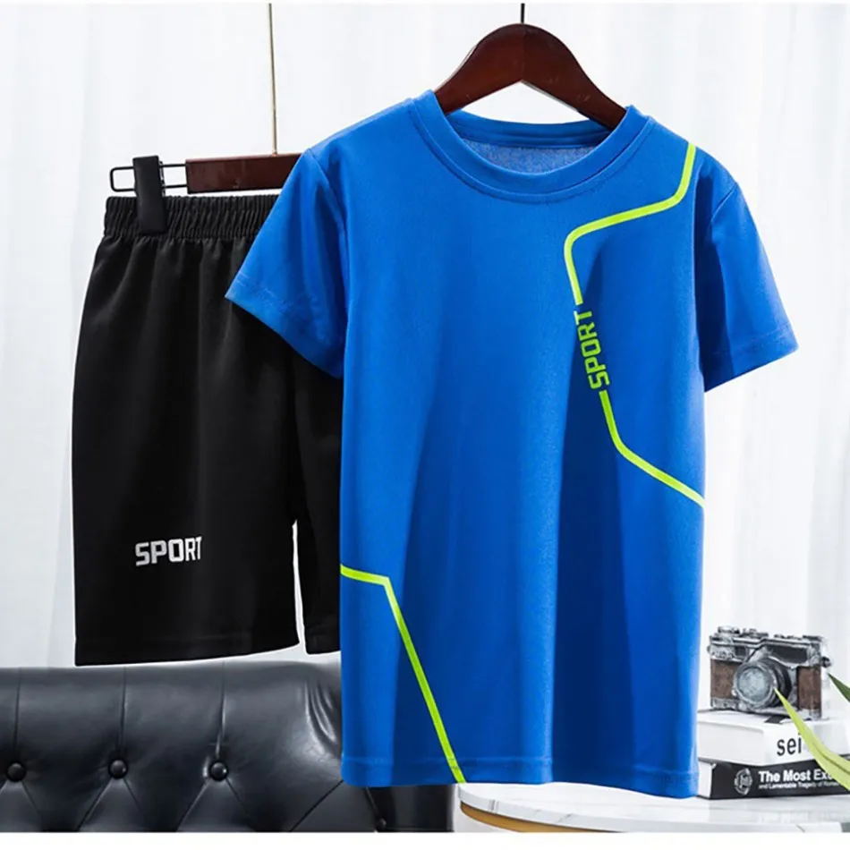 Boys Summer Sportwear Thin and Quick Dry T-Shirt Shorts Chilren Sets Designed for Maximum Comfortable and Performance in the Sun