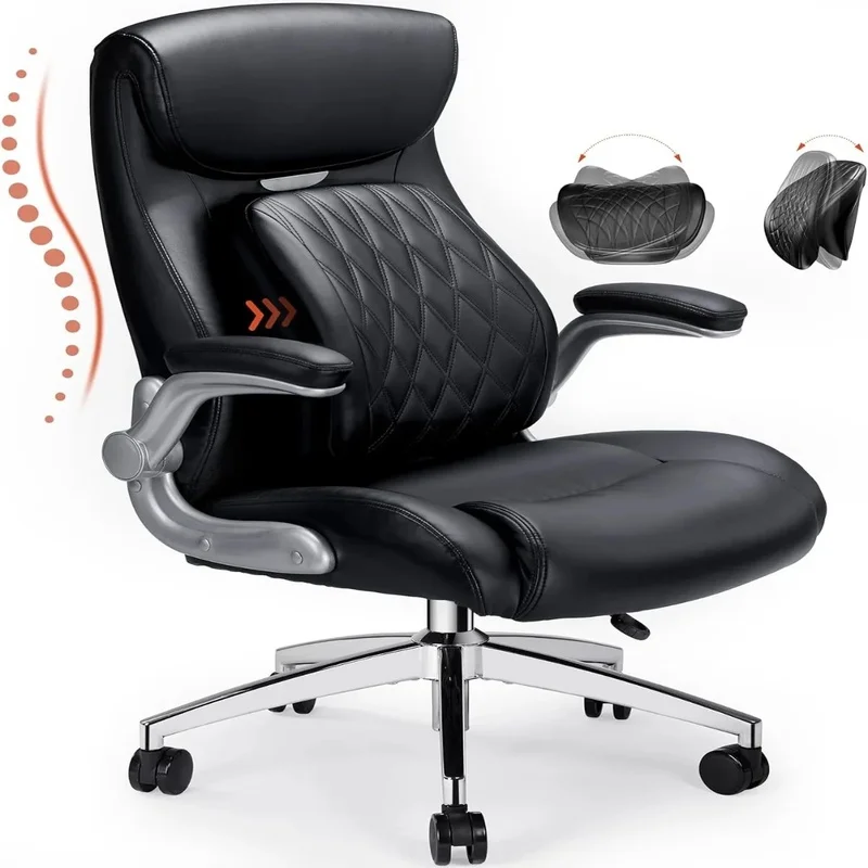 

Posture PU Leather Executive Office Chair with Stepless Adjustable Lumbar Support