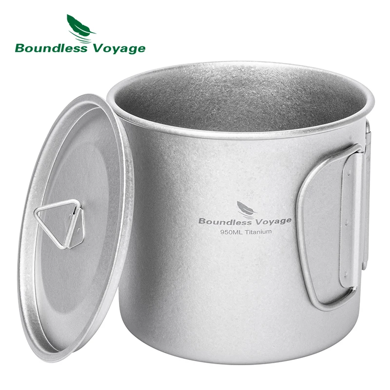 Boundless Voyage Titanium Cup Ultralight Camping Coffee Beer  Mug, Open Fire Heatable Pot Outdoor Cookware, 150ml-950ml