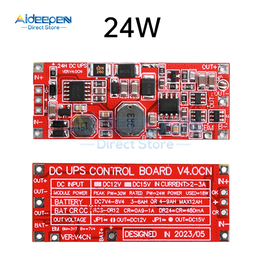 DC 12V/15V 18W 0.5A 24W 1A 2S Moduł zasilania UPS Nieprzerwane sterowanie zasilaczem Płyta główna Wsparcie dla wzmocnienia ładowania