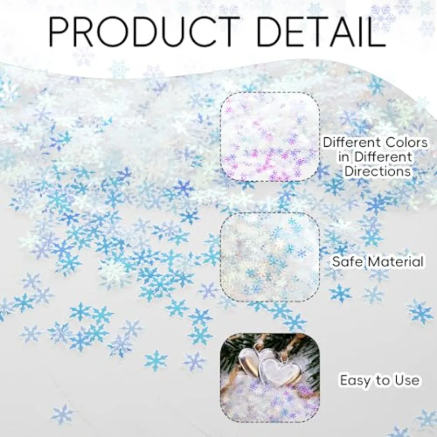 2000pcs 50g Christmas Snowflakes Confetti DecorationsIridescent Snowflake Table Confetti Glitter Snowflake Sequins for Winter W