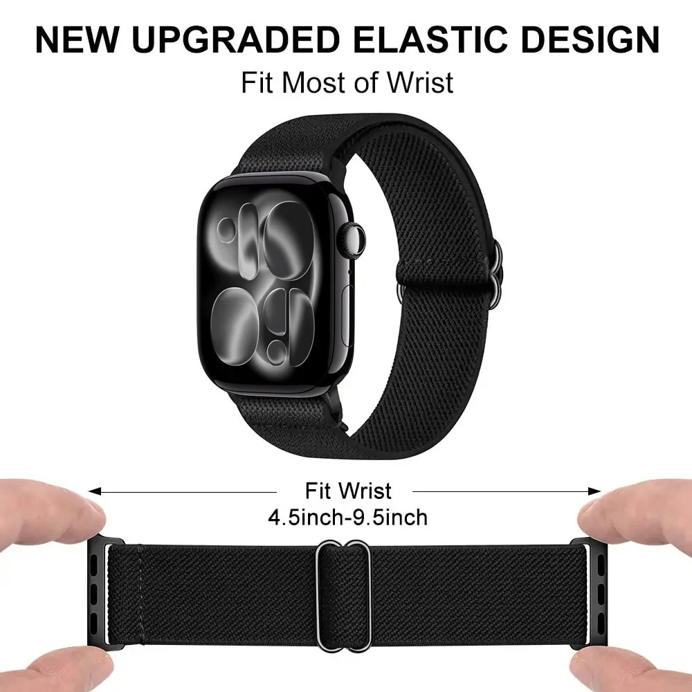 Elastisches Nylon-Armband für Apple Watch Ultra 4/3/2 49 mm, 12, 11, 10, 46 mm, 42 mm, Armband für iWatch 9, 8, 7, 6, SE, 45/41/44/40 mm. – Detail 1
