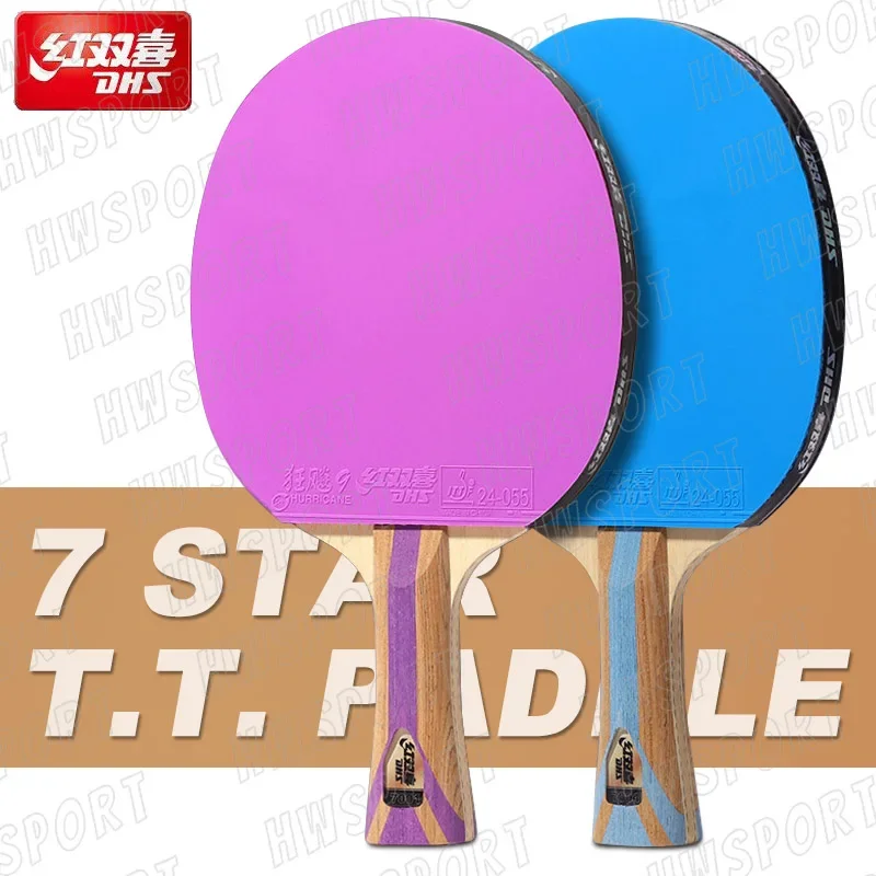 

6 Star Color Table Tennis Racket 7 Star Ping Pong Paddle Racket Bat Hurricane 9 Sticky Forehand Rubber Hurricane 3 Backhand