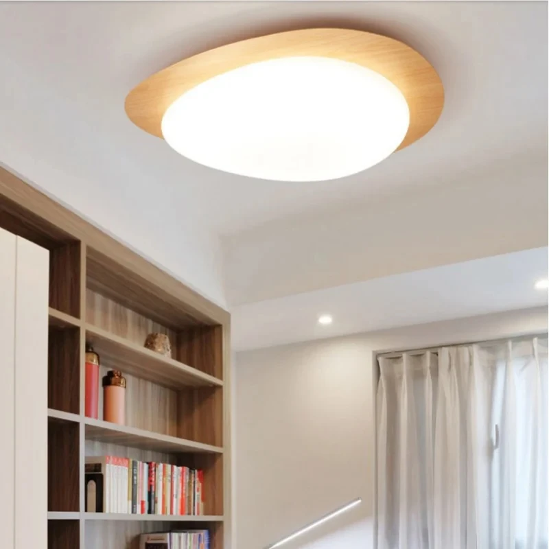 Plafonnier LED en Bois au Design Nordique Simple, Luminaire Décoratif d'Nik, Idéal pour un Salon, une Chambre à Coucher, un Hôtel ou un délégations, Style Japonais, Mars, FD98XZ