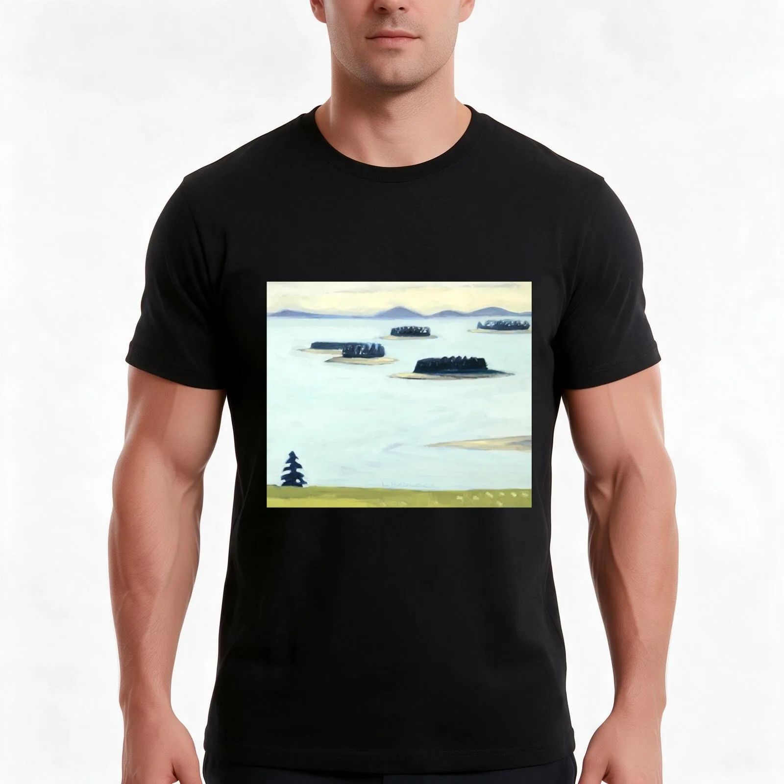 DISTANT DEER ISLE T-Shirt, Summer Casual Cotton Tee, Oversized Streetwear Tops, Vintage Graphic Print, Loose Fit Short Sleeve