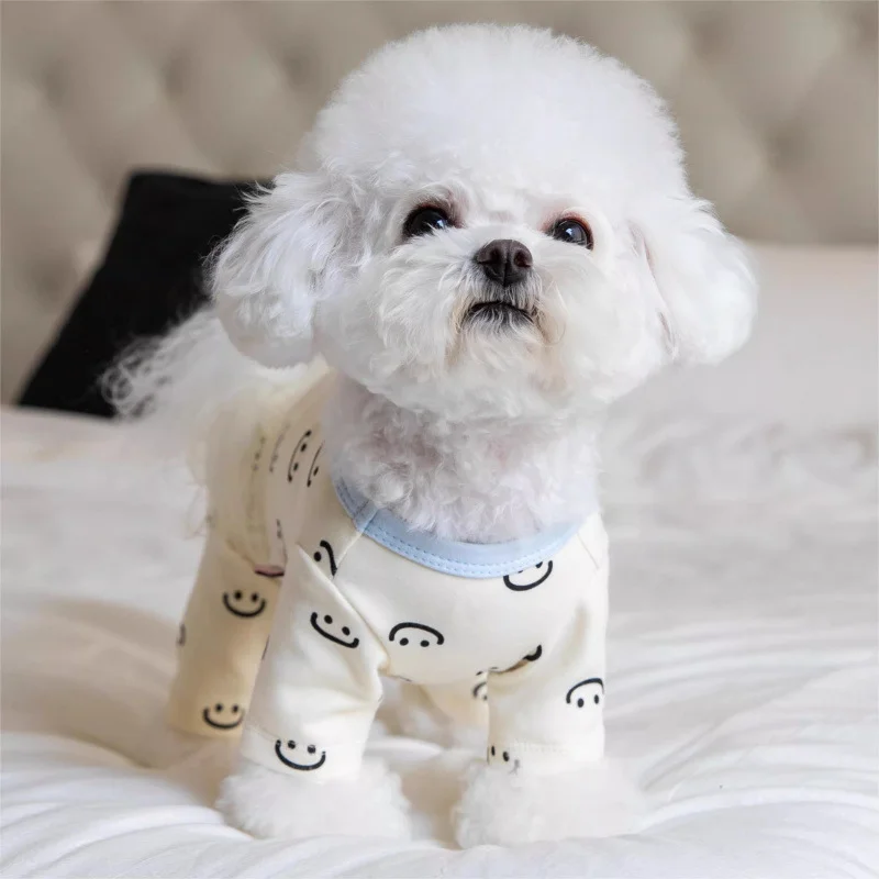 Puppy Autumn Winter Jumpsuit Warm Four-Legged Base Layer Belly-Hugging Home Sleepwear Teddy Small Dogs Casual Pet Clothes