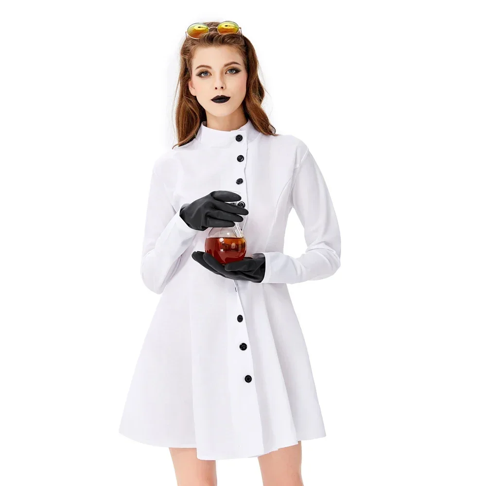 Adult White Lab Coat Women Man Doctors Scientist Nurse Uniform Dress Costume Medical Clothing Halloween Cosplay Costume