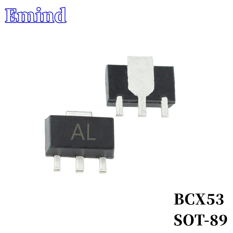 100Pcs BCX53 SMD Transistor Footprint SOT-89 Silkscreen AL Type PNP 80V/1.5A Bipolar Amplifier Transistor