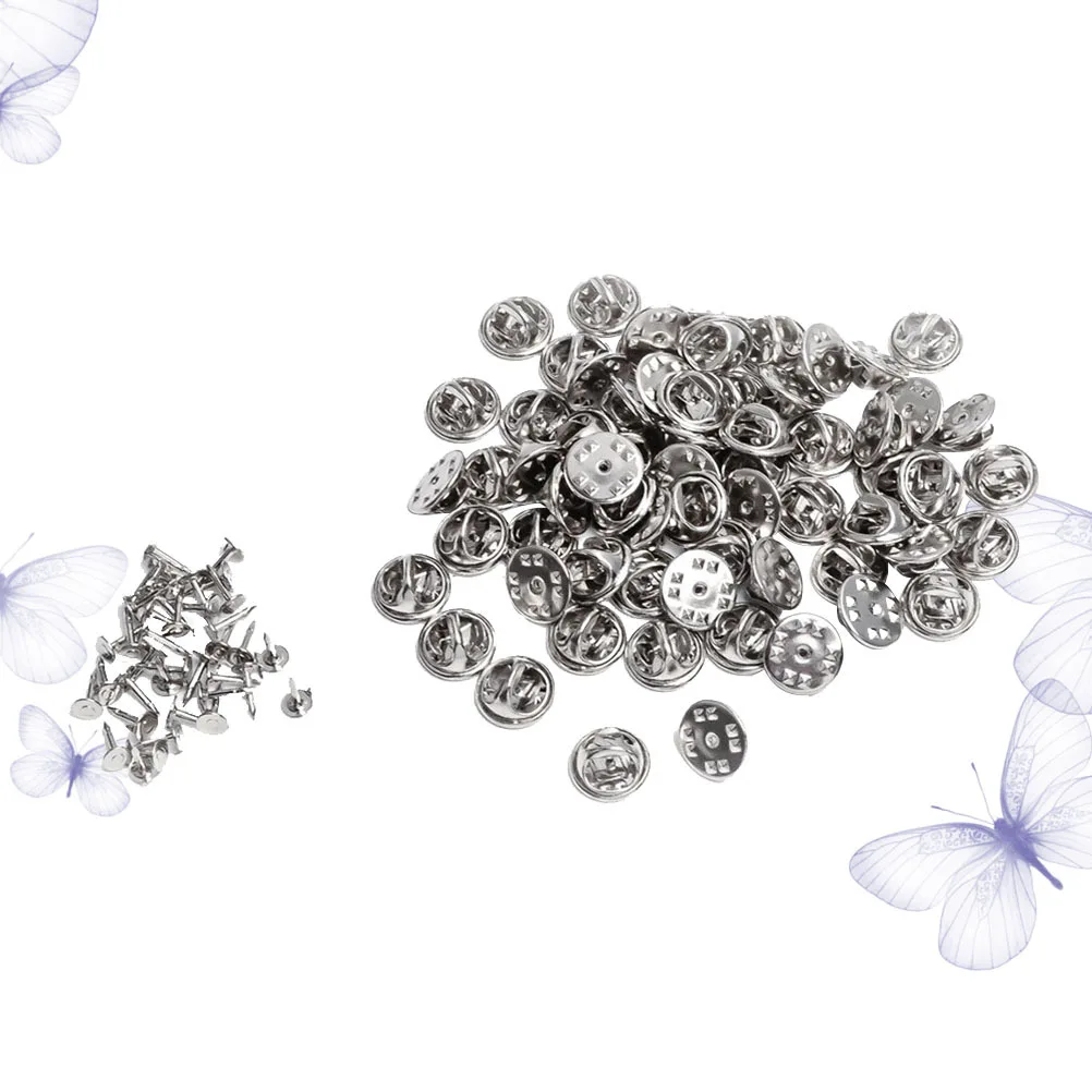 

100 set 11.5Mm Pin Backs Brooch Clasp For Diy Jewelry Accessories Lapel Pins Tie Tacks Badge Insignia Craft Supplies Silver
