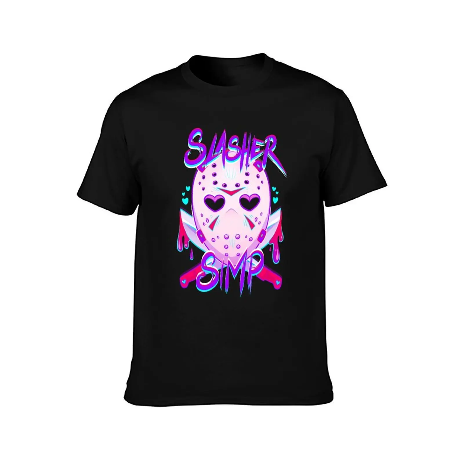 Slasher Simp T-Shirt, Summer Casual Cotton Tee, Oversized Streetwear Tops, Vintage Graphic Print, Loose Fit Short Sleeve
