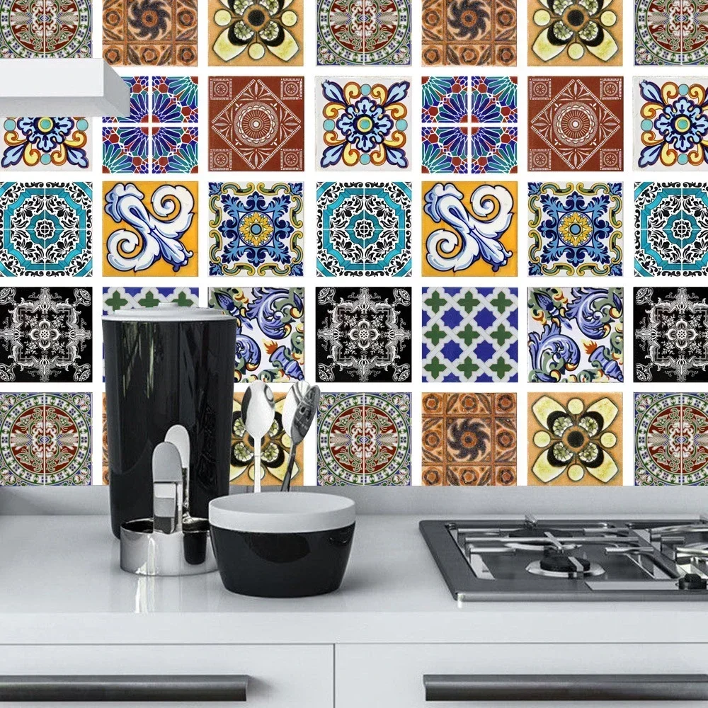 Kitchen Wall Stickers Moroccan Tile 20*20CM 20PCS Decal Decoration Home Mosaic Oil proof Self-Adhesive Waterproof