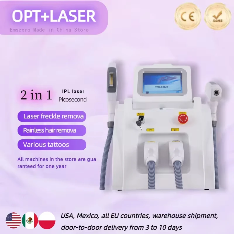 2 In 1 IPL OPT L-aser Hair Removal Machine Tattoo Removal Hair Picosecond Laser Portable Laser Tattoo Removal Machine CE 2025