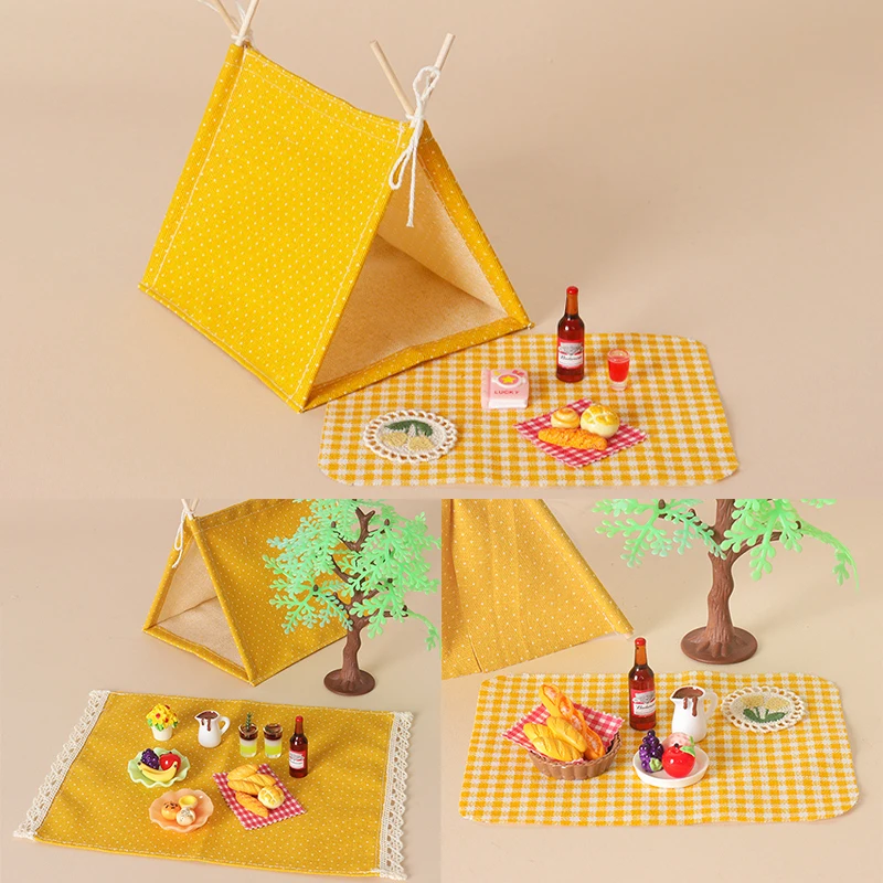 1 12 Scale Dollhouse Miniature Camping Tent Set Kids DIY Toy House Modern Furniture Accessories for Pretend Play Scene