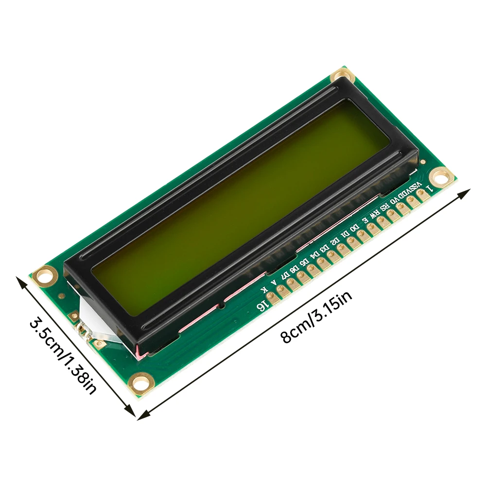 Módulo de exibição 1602LCD 5V Tela verde 16x2 caracteres caracteres pretos Placa de exibição LCD Adaptador IIC/I2C para Arduino