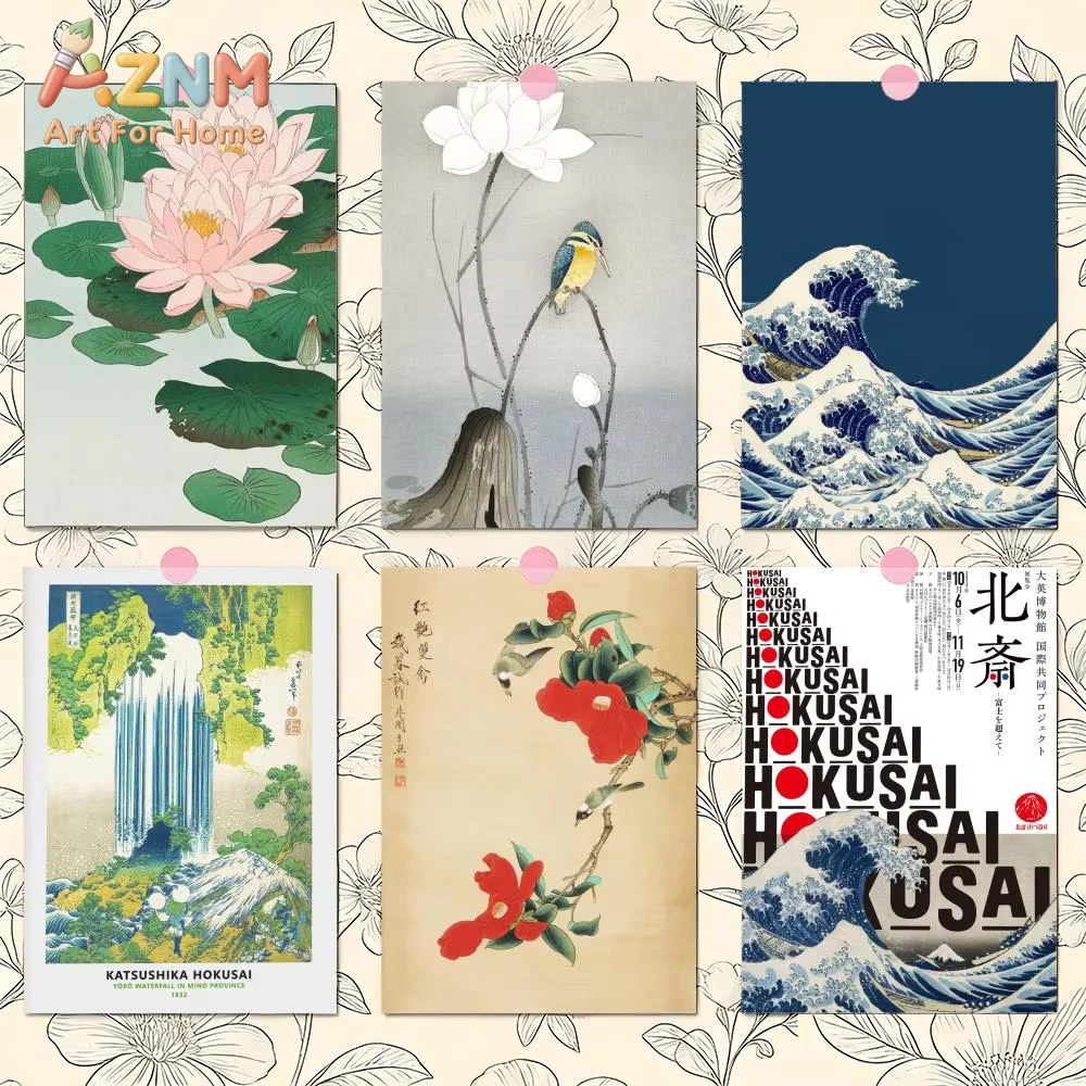 

1 шт. художественный постер Хокусай О-Охара К-Косон, премиум-наклейка на стену из полипропилена - HD-печать, водонепроницаемая, для домашнего декора
